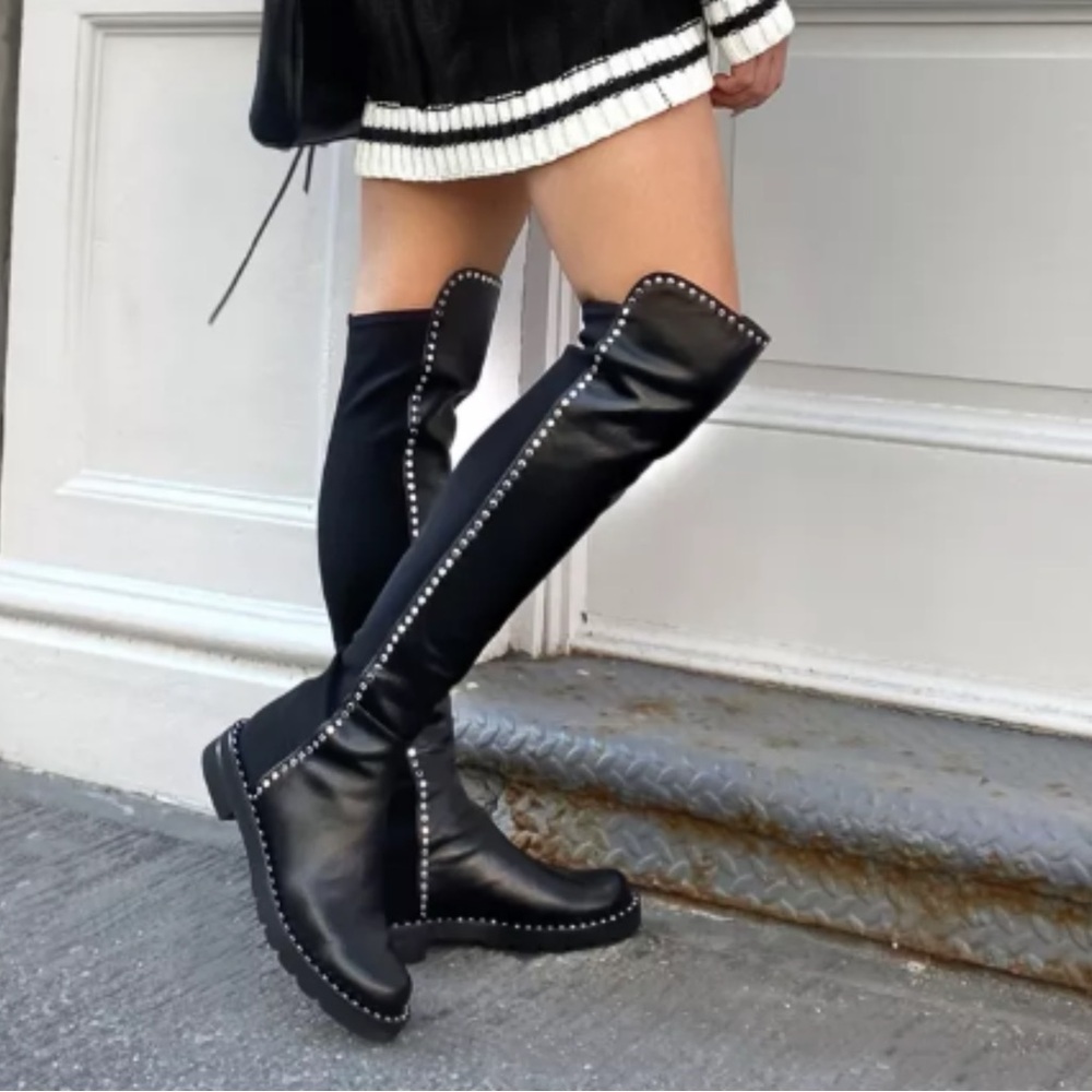 Stuart Weitzman Black 5050 Studded Boots - Picture 4 of 13